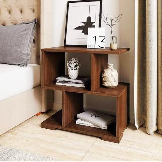 Super mart Engineered Wood Walnut Finish Contemporary Bedside Table (Walnut)-image-21