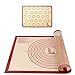 Lot de 2 Tapis de Cuisson en Silicone, Anti-adhésif avec Mesures 71x51 cm, Extra Large Tapis de Patisserie Fondant Pâte, Tapis de Four en Silicone pour Macaron/ Biscuit, Set de table (Rouge)
