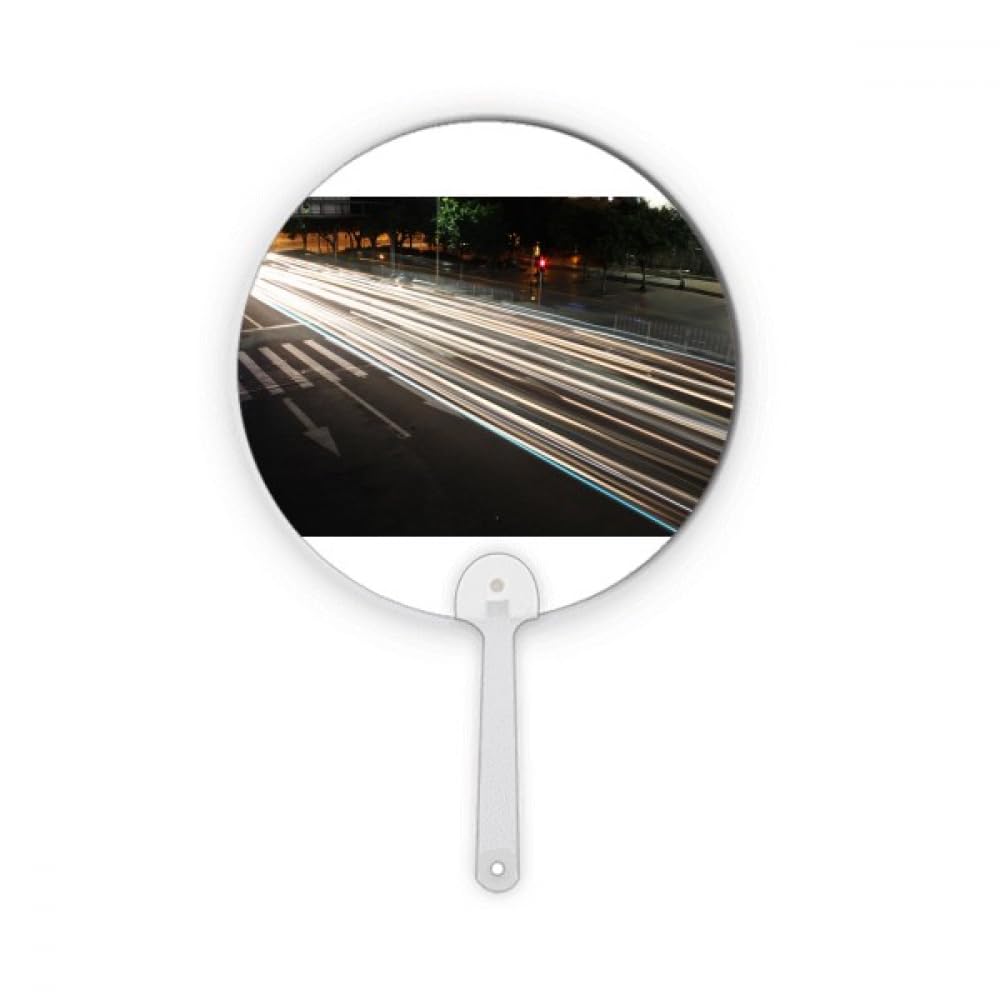 Éventail rond portable plastique déco artisanat motif nuit urbaine Chine style rétro