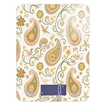 Easy Clean Kitchen Scales for Food 11lb/0.18oz, 5kg/5g Yellow Orange Paisley Flower Boho Small Digital Kitchen Scale with 4 Unit for Spices Keto Soap Making Batteries not Included bascula