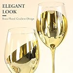 MyGift Modern Brass Long Stemmed Wine Glasses for White or Red Wine with Elegant Angled Design, Set of 4