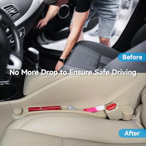 Image of Givifive Car Seat Gap Filler Set of 2, Soft Foam Multifunctional Seat Side Gap Filler with Organizer & Hook Function, 3in1 Gap Stopper Universal Fit Car SUV Truck Fill The Gap Between Seat & Console