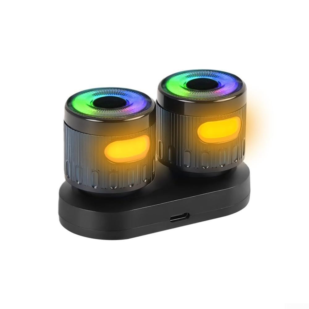 Clignotants sans fil pour vélo et scooter avec poignées de guidon IPX65 étanches et rechargeables, noir