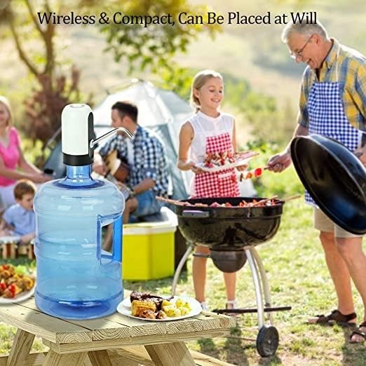 Image of VeeDee Portable Electric Water Dispenser - USB Rechargeable Universal Water Pump for 5 Gallon Jugs & 5-20L Bottles - Food Grade Silicone, One-Switch Operation for Kitchen, Office & Outdoor - Black