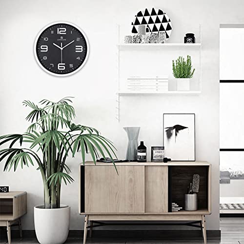 Lafocuse-Horloge-Murale-Noire-Silencieuse-Moderne-Pendule-Murale-Grande-Chiffres-3D-pour-Chambre-Cuisine-Salle-de-Bain-Salon-30cm