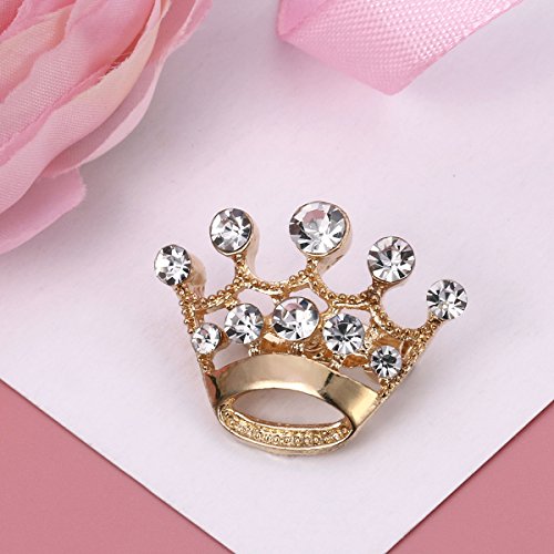 Image of LUOEM 12 Pack Crown Brooch Pins, Mini Rhinestone Pins for Women