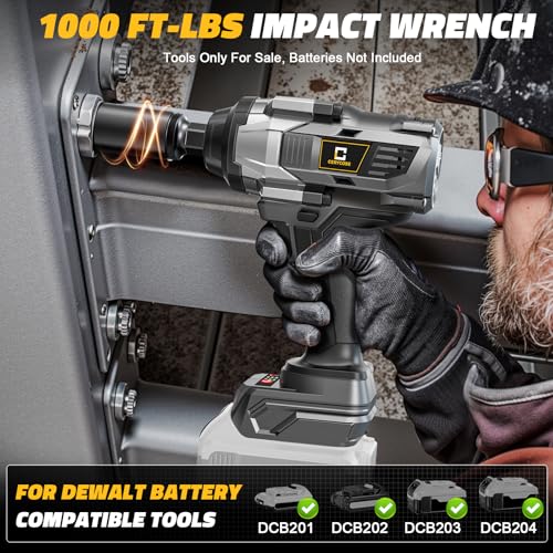 image for Cerycose Cordless Impact Wrench 1000FT-LBS for Dewalt Battery, 1/2 inc