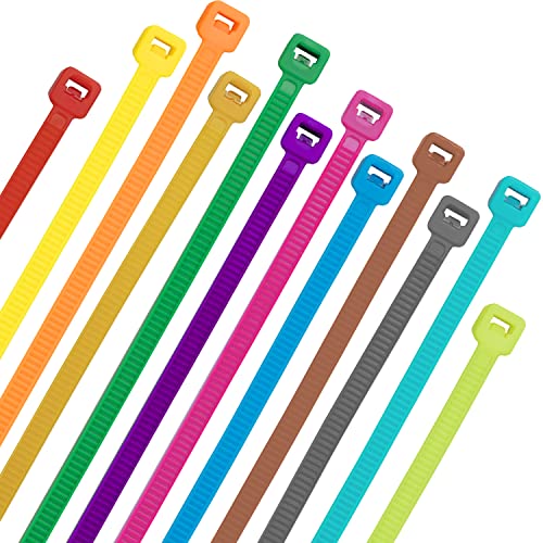 XINGO 1200 PCS Colored Garden Zip Ties 12 inch 50 lbs Strength Multicolor Self-Locking Nylon Zip Ties for Marking Chickens Legs or Deco Mesh Wreath Supplies