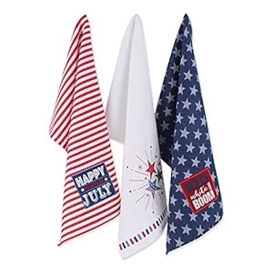 DII Patriotic Dish Towel Set 18x28, Decorative Kitchen Towels, Red White & Boom, 3 Count DII Patriotic Dish Towel Set 18×28 Decorative Kitchen Towels Red White Boom 3 Count