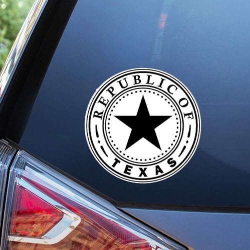 Image of eDesign 2-Pack Round Vintage Republic of Texas Sticker Vinyl Decal - 4 Inches - Texas Lone Star Sticker for Car Truck Van Window Bumper Laptop Tablet Cup Tumbler Water Bottle and Any Smooth Surface