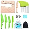 13 Pieces Wooden Kids Kitchen Knife, Kids Knife Set Include Wood Kids Safe Knife, Crinkle Cutter, Serrated Edges Toddler…