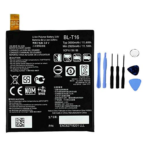 Batterie compatible avec LG BL-T16 pour G FLEX 2 BLT16 H955 H950 haute capacité 3000 mAh avec kit de démontage inclus