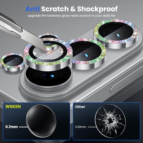 Image of WSKEN for Samsung Galaxy S26 Ultra Camera Lens Protector - Ultra Thin Case Friendly, 9H Shatterproof Tempered Glass with Anti Scratch Metal Circle Camera Screen Protector Cover Accessories, G Colorful