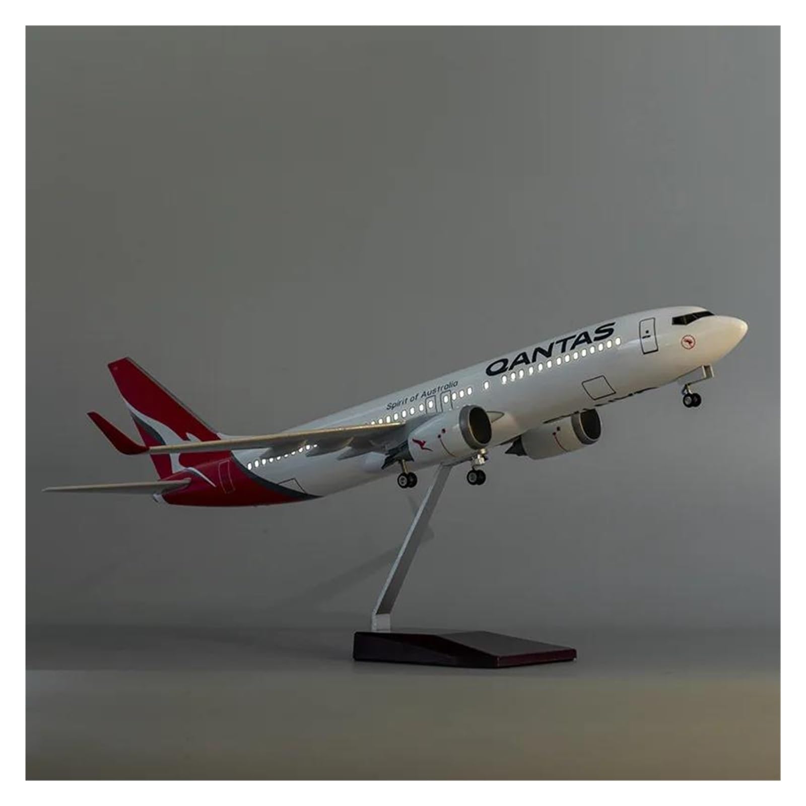 Giocattoli per aeroplani pressofusi 47 cm per Qantas B737 Australia Modello di Aereo Aereo in Miniatura in Resina Display da Tavolo Appassionati di Aviazione per Raccolta ed Esposizione (con Luce)