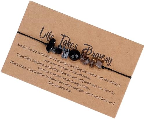 Fuqimanman2020 Pulseras de cuentas de piedra natural de cristal curativo espiritual, hechas a mano, ajustable, cuerda de cera trenzada, tarjetas de