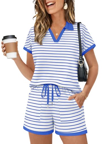 Yousify Womens 2 Piece Short Sets Striped Lounge Set Short