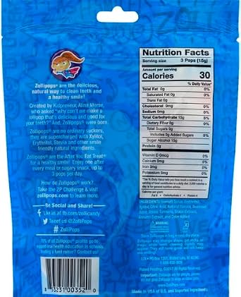 Zollipops Clean Teeth Lollipops - AntiCavity Sugar Free Candy for a Healthy Smile Great for Kids, Diabetics and Keto Diet. Natural Fruit Variety, 3.1 Ounce (Pack of 2)