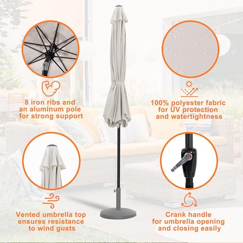 Image of NUU GARDEN 10 ft Outdoor Aluminum Patio Umbrella, Outdoor Table Umbrella with 8 Sturdy Ribs Patio Umbrella with Push Button Tilt and Crank