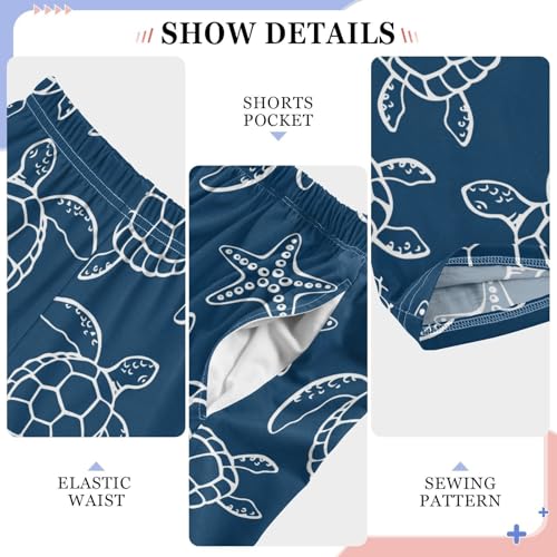 Boys' Pants Sea Turtle Starfish Blue Ocean Long Bottoms Jogger Pants Elastic Waist Trousers with Pockets S-XL4