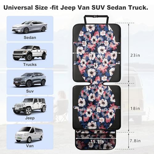 Image of Car Seat Protector for Child Car Seat, 2 Pack Baby Car Seat Covers with Mesh Pockets & Non-Slip Backing 600D Durable Seat Protector Under Baby Car Seat for Car Back Seat (Watercolor, Large)