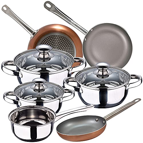 Bateria de cocina 7 piezas SAN IGNACIO Faro, acero inoxidable, con juego sartenes (18/22/26 cm)...