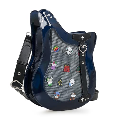 Rock Metal Guitar Ita Bag Crossbody Shoulder Bags Kawaii Cute Clear Window Pin Insert with a Removeable Strap2