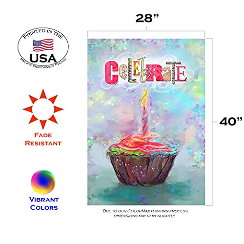 Toland Home Garden 1010110 Celebrate Cupcake Celebration Flag 28X40 Inch Double Sided Celebration Garden Flag For Outdoor House Party Flag Yard Decoration #TOP1