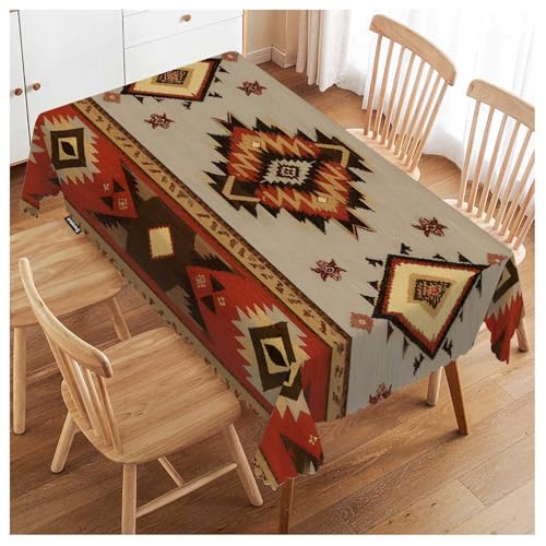 Swono Rectangle Tablecloth Geometric Pattern Table Cover 52x70 Inch American