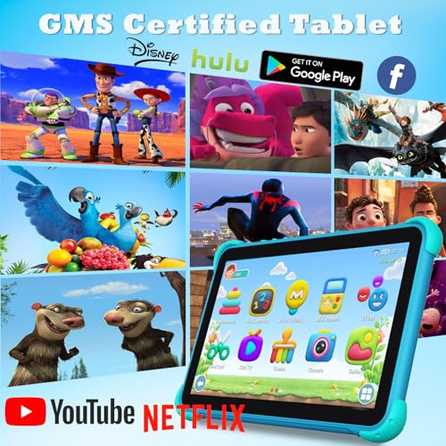 Image of Kids Tablet 10 inch Tablet for kids, Android Toddler tablets with case, Kids Tablets with Parental Controls, Wifi, Dual Camera, Tabletas Support Netflix YouTube for Toddlers Girls Boys (Blue1)