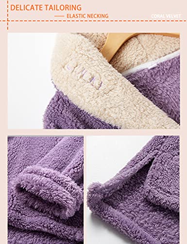 Image of Mens Fluffy Coral Fleece Pajamas Set Pullover Pants Loose Plush Warm Loungewear Sleepwear