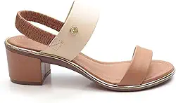 Sandália Feminina Beira Rio Napa Tiras Salto Bloco Baixo Conforto Original Preto e Branco