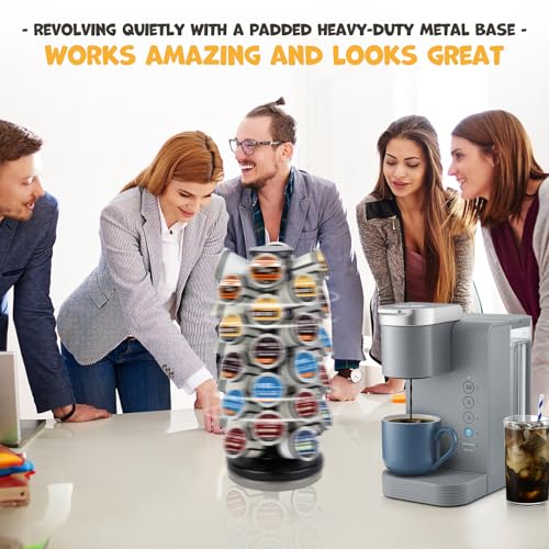K Cup Holders k Cup Holder K Cups Holder,K Cup Carousel, Coffee Pods Storage Organizer Stand,Comes All in One Piece,No Assembly Required,1 Count(Capacity of 40 Pods, Black)