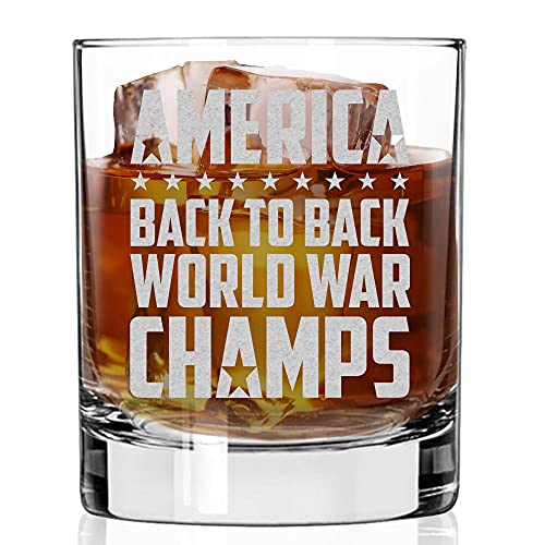 Lucky Shot, Back to Back World War Champs 11 oz Whiskey Glass Made in the USA