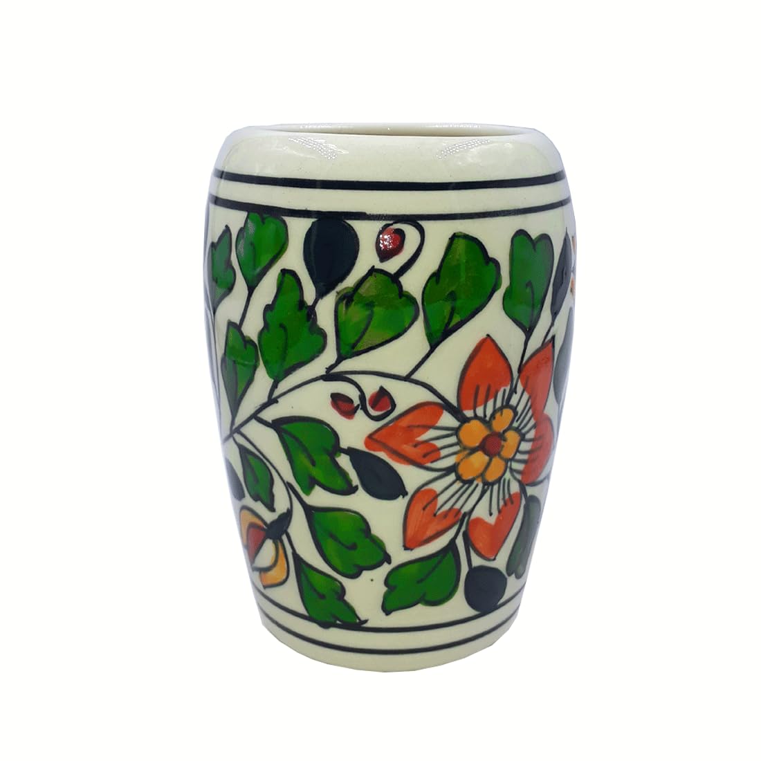 LOOKS FIRST Handmade Ceramic Tooth Brush Holder Stand which can be Used as Tumbler Also | Perfect for Bathroom and Washbasin, Green | 4 Inch - Image 2 thumbnail