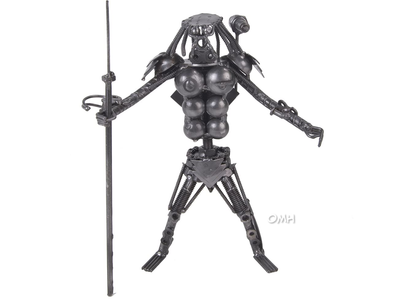 Old Modern Handicrafts Modello di Predatore in Metallo con Scudo e Spada - Realizzato in Metallo di Alta Qualità - 7,87 x 4,72 x 8,66 pollici