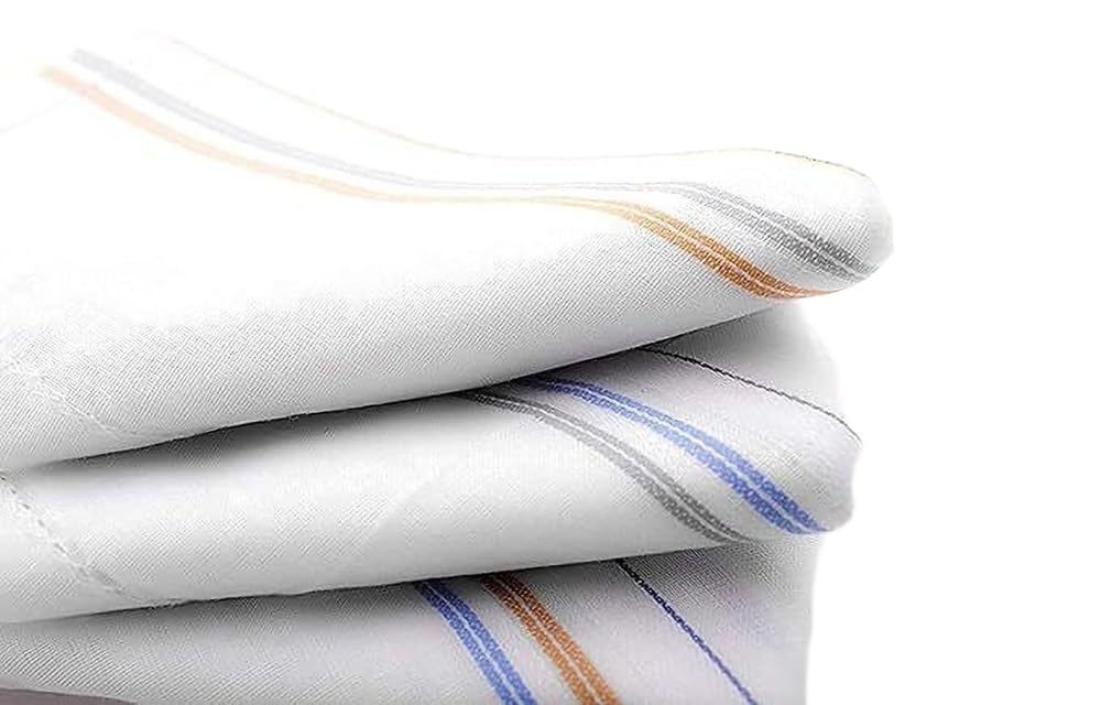 Men Cotton White Striped Handkerchief| Pack of 12-image-39