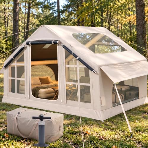 Inflatable Tents for Camping Waterproof Blow Up Tent Adjustable Skylight