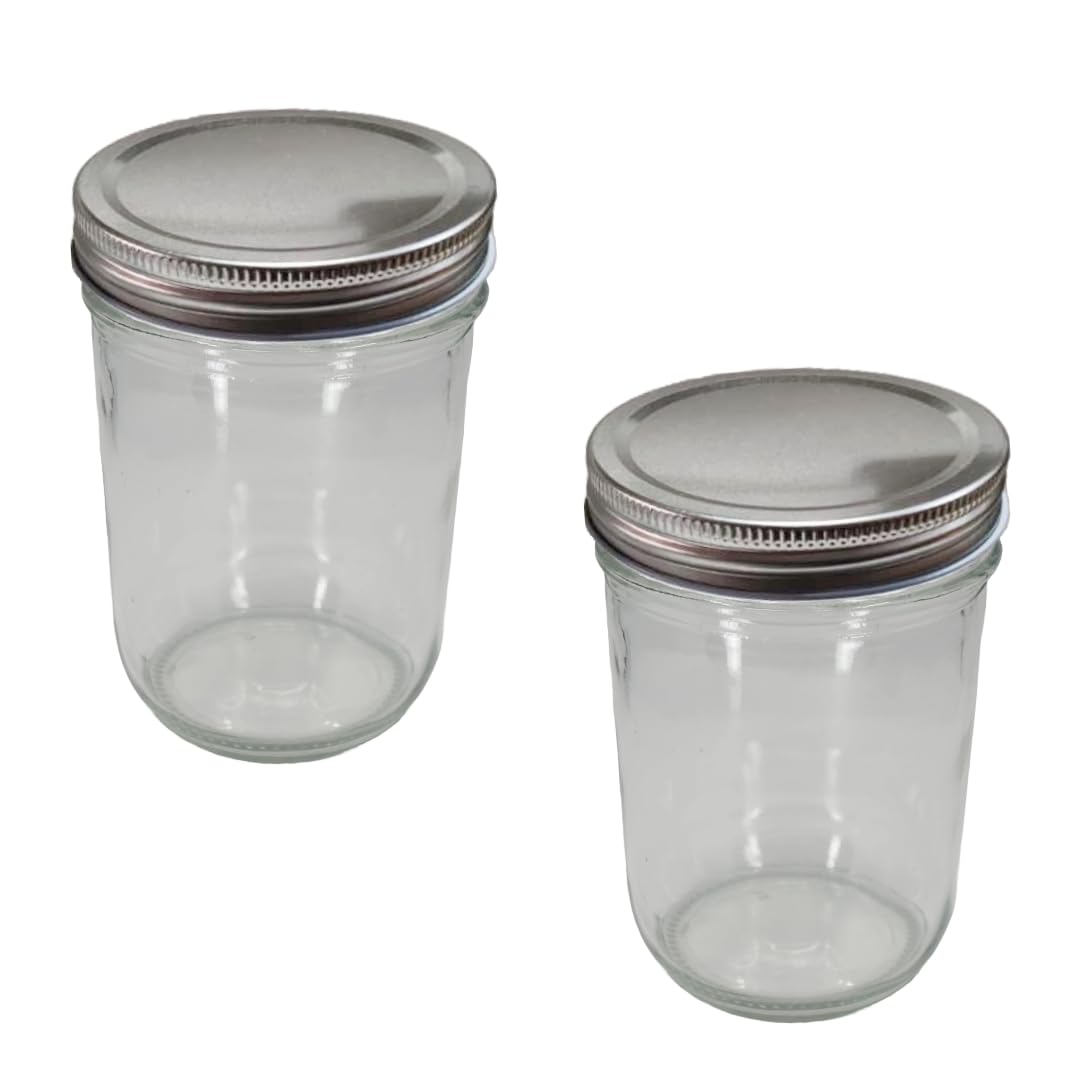 Two Jar Set with Lids, 16 oz Wide Mouth Jars for Chrono Clean Watch Cleaning Machine