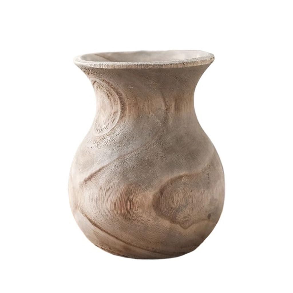 Vases for Flowers Retro Handmade Wooden Round Belly Vase B&B Simple Solid Wood Flower Ware Decoration Flower Vases Decorative