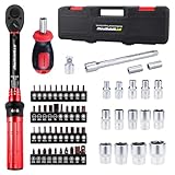 ATsafepro 61 Pcs Set Chiave Dinamometrica 1/4' per Bici/Auto/Moto | 3-25 Nm, Cacciaviti Magnetici a Cricchetto Reversibile con Sgancio Rapido | Kit Manutenzione Professionale