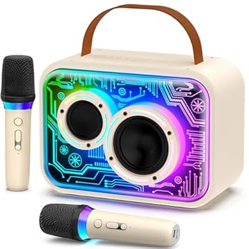 JYX Karaokê com 2 Microfones, Caixa de Som Bluetooth com Microfone Sem Fio e Luzes para Adultos e Crianças, Portátil para Festas em Casa, Ao Ar Livre, Presentes Ideais com Subwoofers para Palco