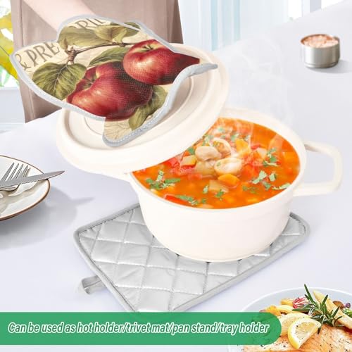 Manoplas vintage de bolsillo para horno con almohadilla caliente antideslizante, 2 unidades 4