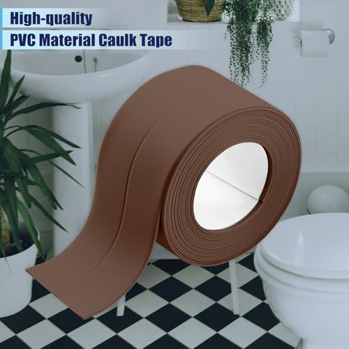 Image of Waterproof Seal Caulk Strip Tape Self Adhesive for Sink Toilet Bathroom Wall Edge Bathtub Oil-Proof Caulking Sealing Tape 1.5 inch x 10.5' (W*L) 3Pcs Brown