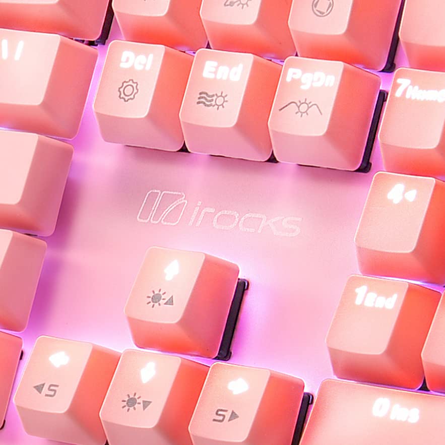 Teclado mecánico 104 teclas PBT i-rocks K75M rosa con luces LED e interruptor Cherry MX 5