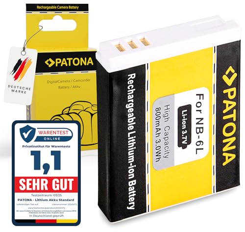 PATONA NB 6L Batería 800mAh Compatible con Canon Digital Ixus 85 95 105 200 is 300 310 HS PowerShot D10 D20 S90 S95 S120 SX240 SX260 SX530 SX540 SX610 SX700 SX710 ELPH 500 HS NB6L NB 6L