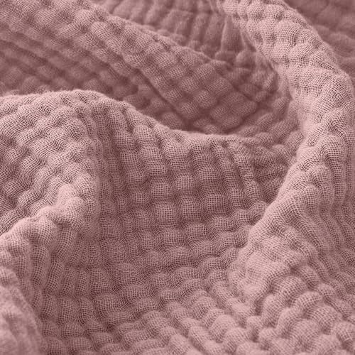 Image of EMME Muslin Blankets for Adults Throw Blanket for Couch Breathable Gauze Soft Lightweight Airy Dusty Pink Queen 90 inch x 90 inch