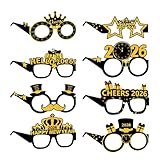 Gafas de Año Nuevo, papel de 15,5 x 13 cm, 8 piezas de accesorios festivos para fotomatón, para niños, adolescentes, adultos, celebración, oficina, cena