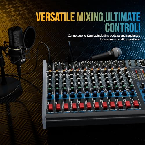 Image of Dabeatz SM120E Professional 12 Channel Audio Mixer, Stereo Echo DJ Sound Mixer for Parties, Stage Effects, Weddings, Karaoke & Studio Recording,Diwali Giving Your Occasion an Impressive Output, SM120E