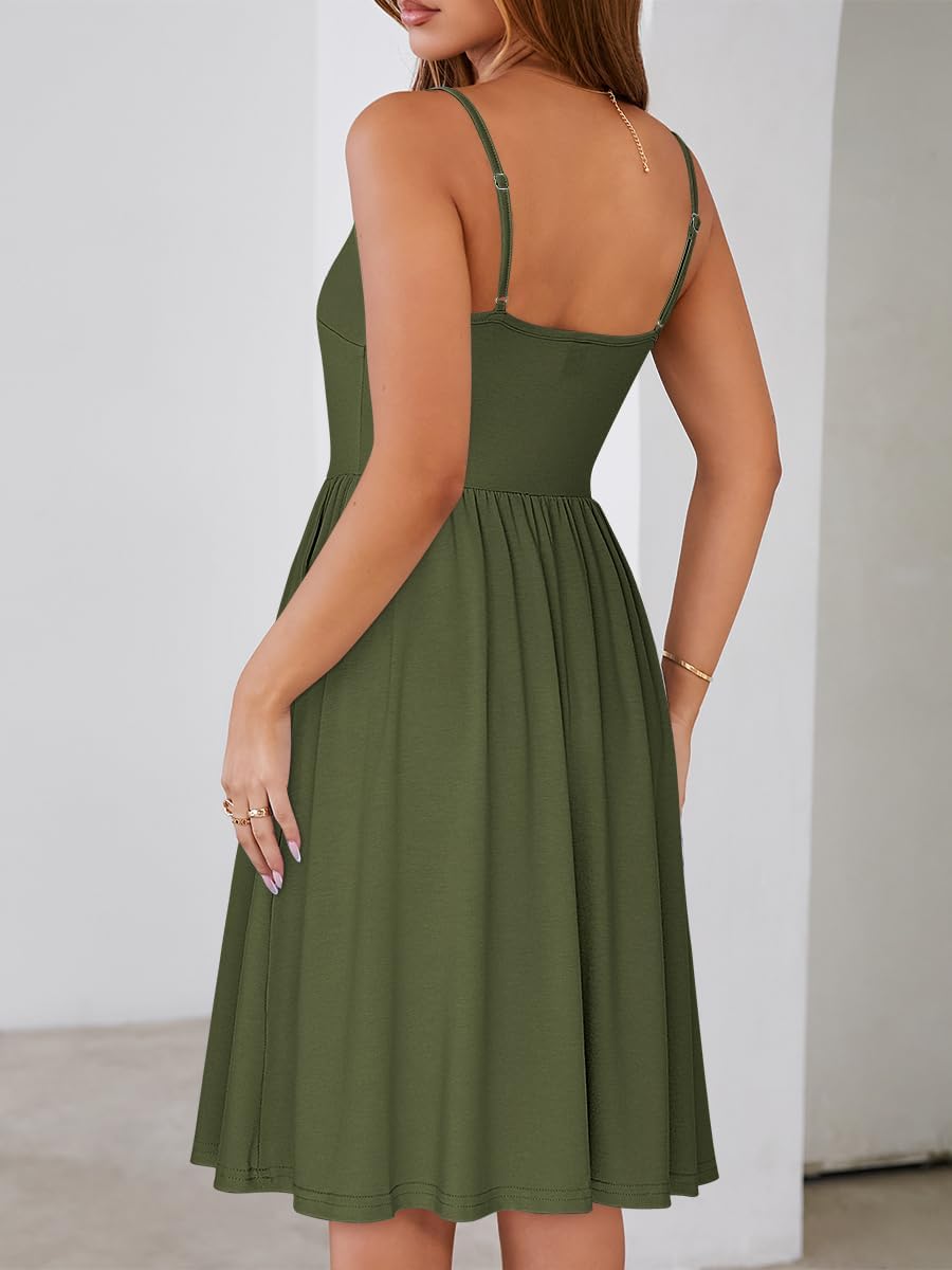 YATHON Casual Dresses for Women Sleeveless Cotton Summer Beach Dress A Line Spaghetti Strap Sundresses with Pockets - Image 2