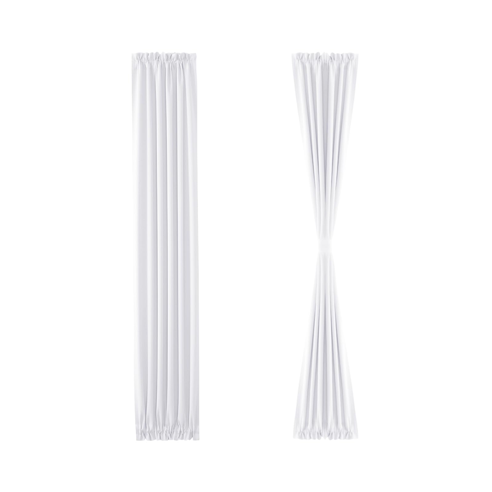 DWCN Rideau occultant thermique avec passe-tringle pour fenêtre, porte de terrasse, salle de classe, cuisine, pour intimité, 1 panneau avec embrasse, 30,5 x 183 cm, blanc pur